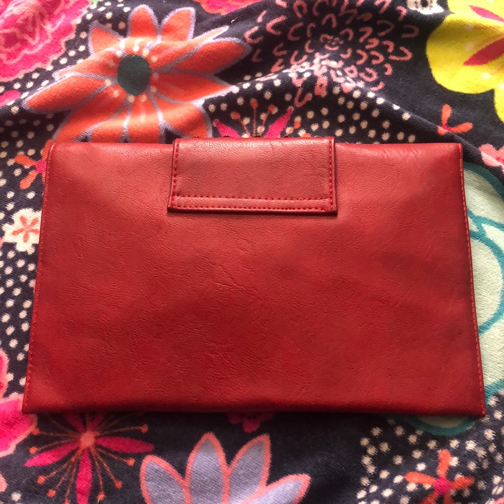MMS Red Clutch with Gold Accents & Chain - Picture 2 of 4